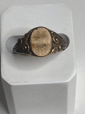 Antique Victorian Signet Ring, Ornate Scrollwork, Size 10